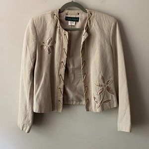 Linen Jacket with Lace detail Size 10